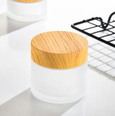 5g 15g 20g 30g 50g 60g Cosmetic Cream Glass Jar with Wood Grain Lid