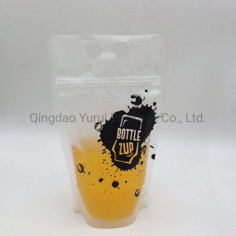 Drinking Ziplock Resealable Beverage Straw Plastic Bag Juice Drink Pouches with Straw