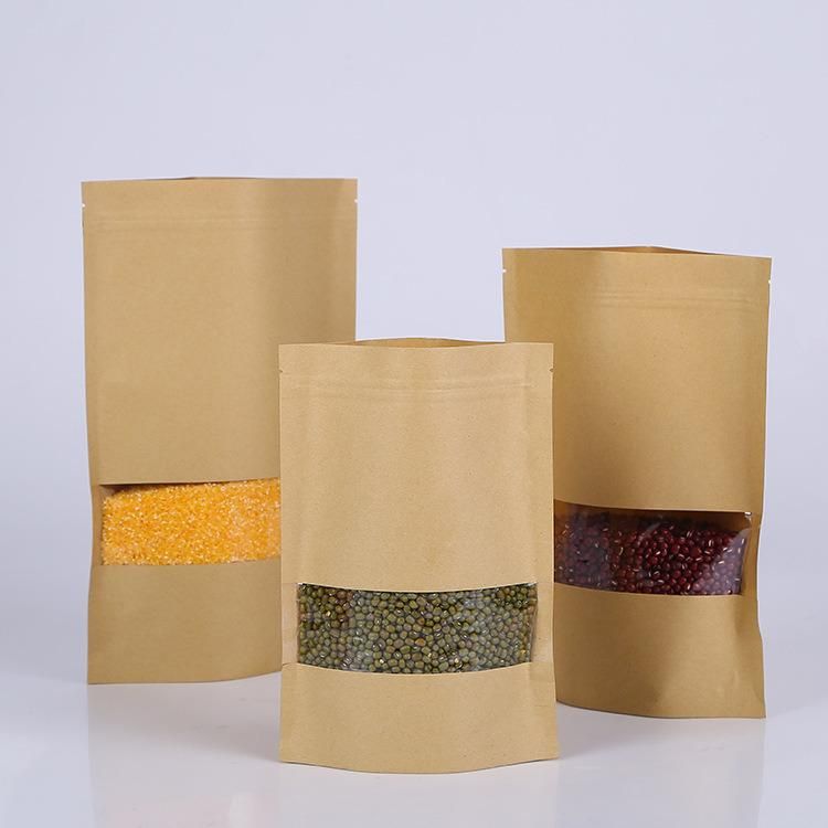 Granola Packing Pouch Kraft Paper Bag with Clear Window