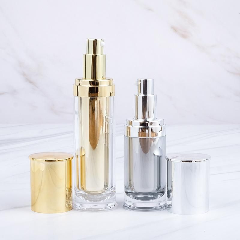 in Stock Gold Silver 30ml 50ml 80ml Korean Style Luxury Cosmetic Packaging Empty Toner Bottle Plastic Lotion Pump Bottles