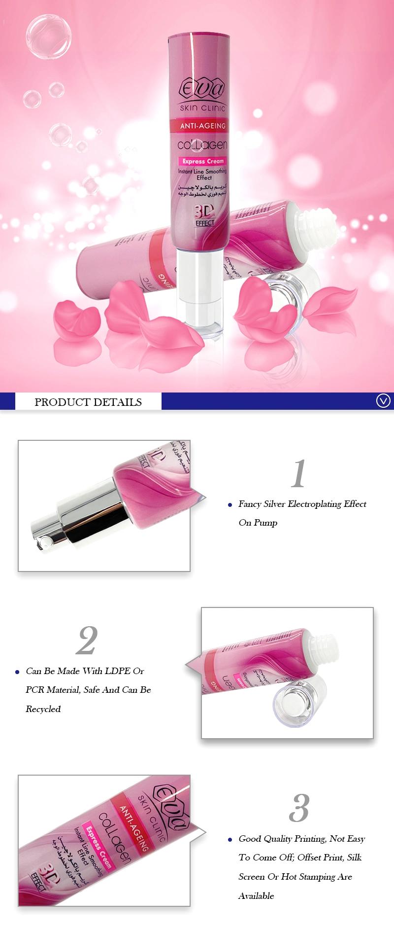 Pink Cosmetic Tubes Packaging Foundation Tube with Silver Airless Pump