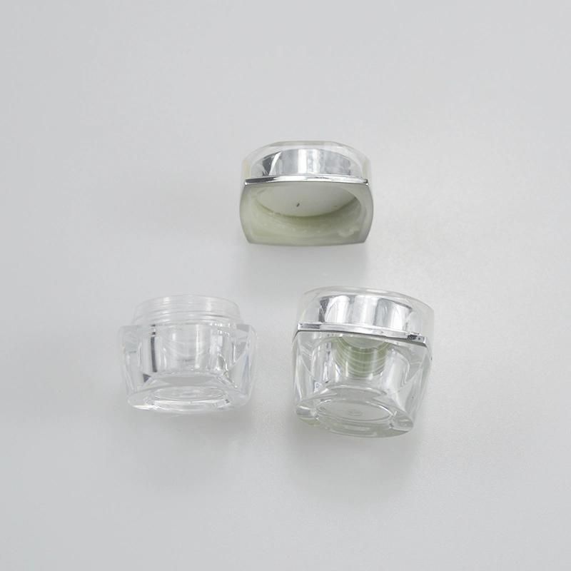 Acrylic cosmetic 3G 5g Cream Jar Sample Transparent Bottle with Sliver Lid