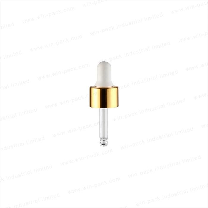 New Design Gold Dropper Matte White NBR Rubber Head Silicone Rubber Shiny Gold Collar for Glass Dropper Bottle