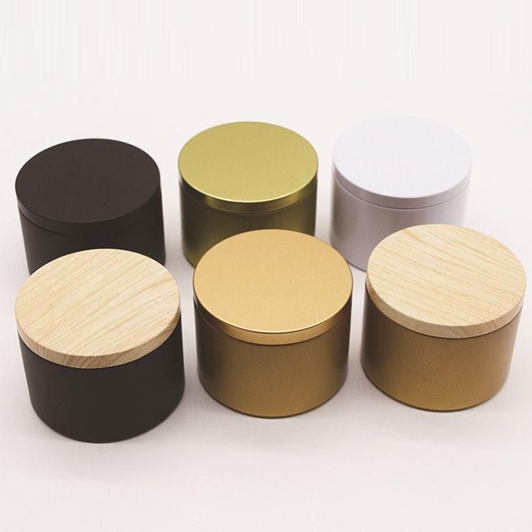 Hot Sale 8oz Seamless Metal Box Candle Container Full Matte Black Tin
