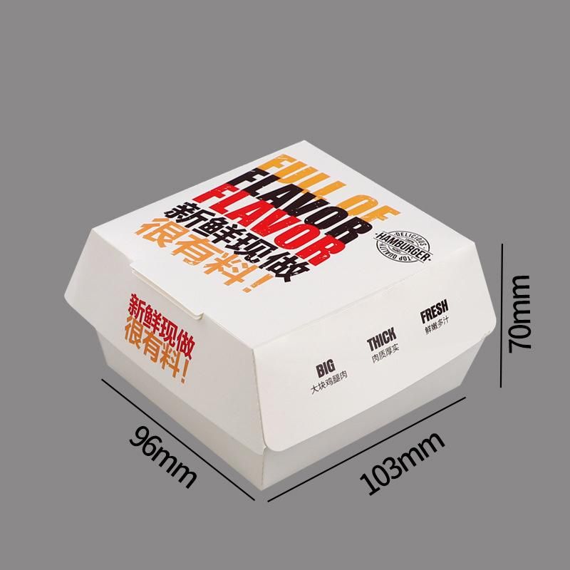 Factory Foldable Cheap Customized Logo Food Takeaway Hamburger Full Printing Box Package