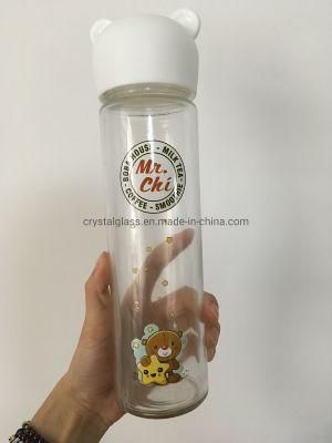 Reusable Glass Portable Water Bottle with Cap 550ml