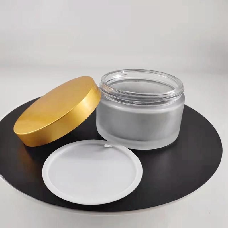 200ml Empty Frosting Facial Mask Skin Care Cream Glass Jar with Aluminum Lid