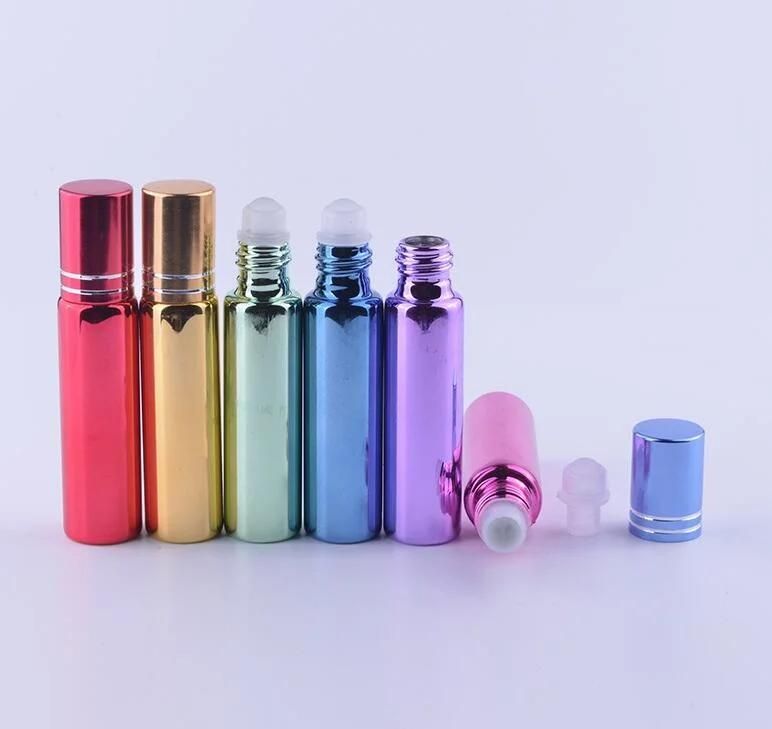 10ml Hot Sale 6 Colors UV Glass Roller Ball Parfum Bottles, High-Quality Mini Roll-on Bottle for Essential Oils