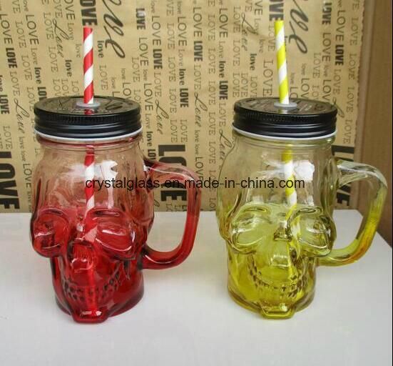 Clear Cactus Glass Mason Drinking Jar with Handle