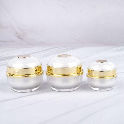 Hot Selling White Gold Lid 20g 30g Plastic Jars Cosmetic Bottles and Jars Set Skincare Cream Container