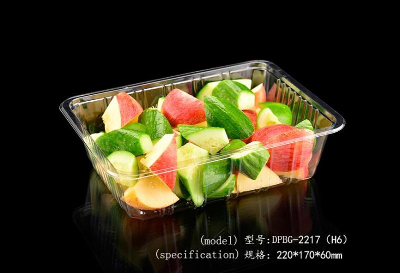 Supermarket Biodegradable Serving Tray Fruits Vegetable Storage with Dividers Cover Package Trays