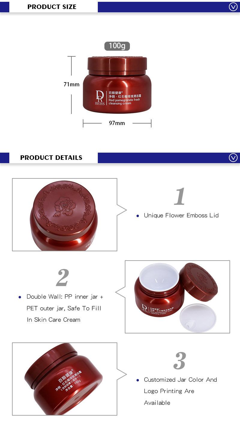 Empty Red 100ml Screw Top Plastic Cream Jars for Face Cream or Hair Cream