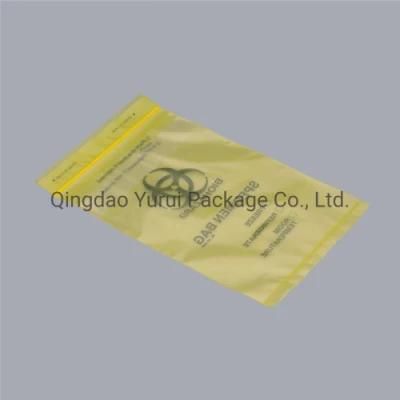 6*9 Inch LDPE Disposable Resealable 4 Walls Biohazard Laboratory Yellow Film Specimen Bag