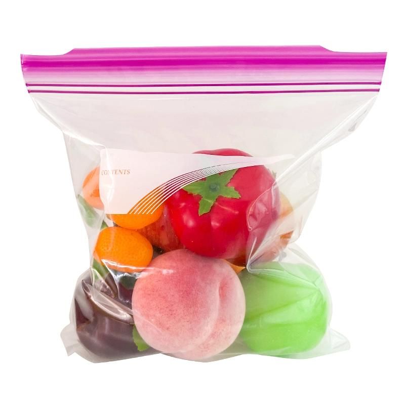 Openable Food Storage Gallon Size Ziplock Bag with Colored Lip