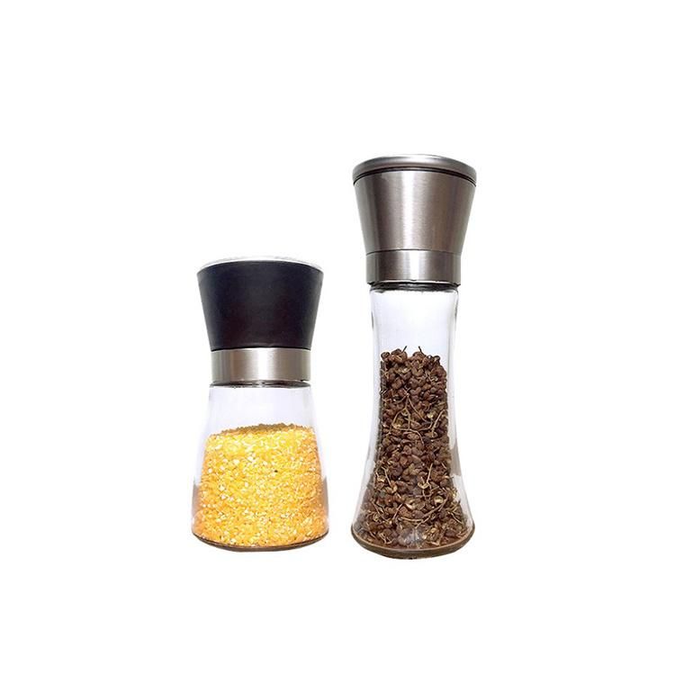 Wholesale 180ml 200ml Kitchen Salt Spice Bottle Glass Grinder Bottle with Manual Mills Cap