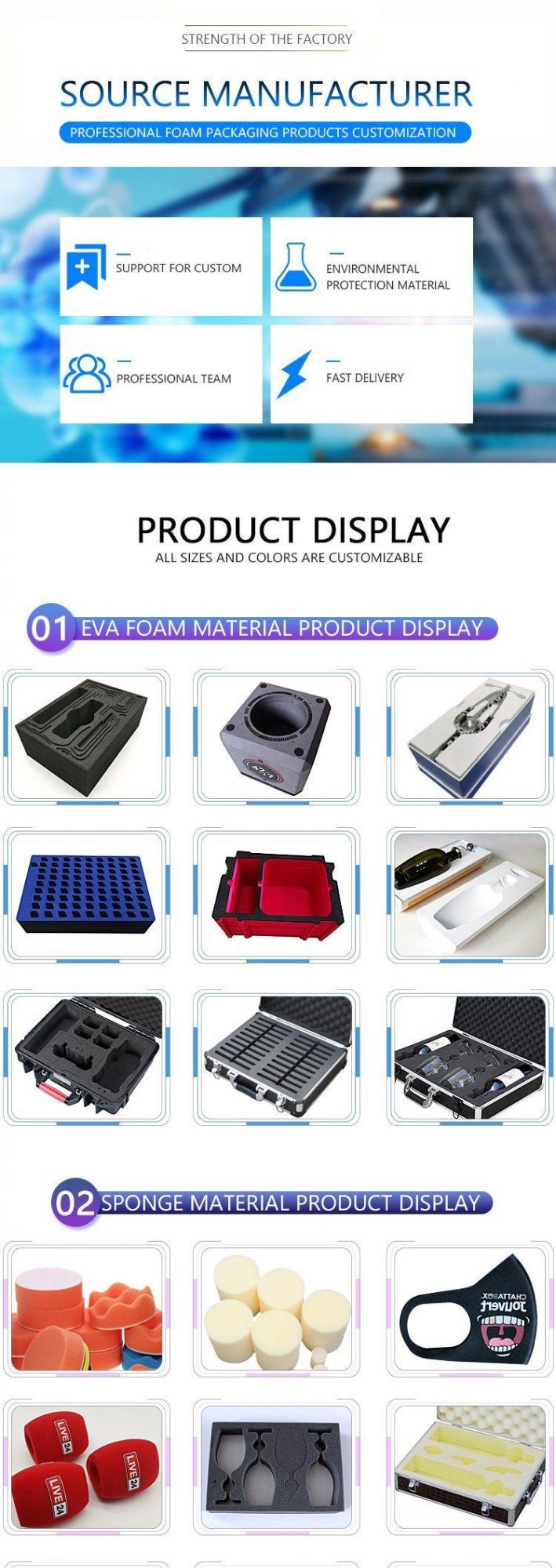 Customized Die Cut PU Sponge Foam Packaging Tool Box Insert