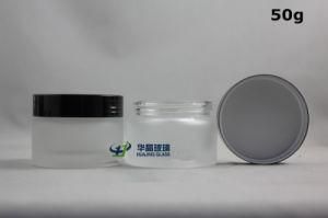 High Quality 50ml Empty Cosmetic Glass Cream Jar with Black Cap