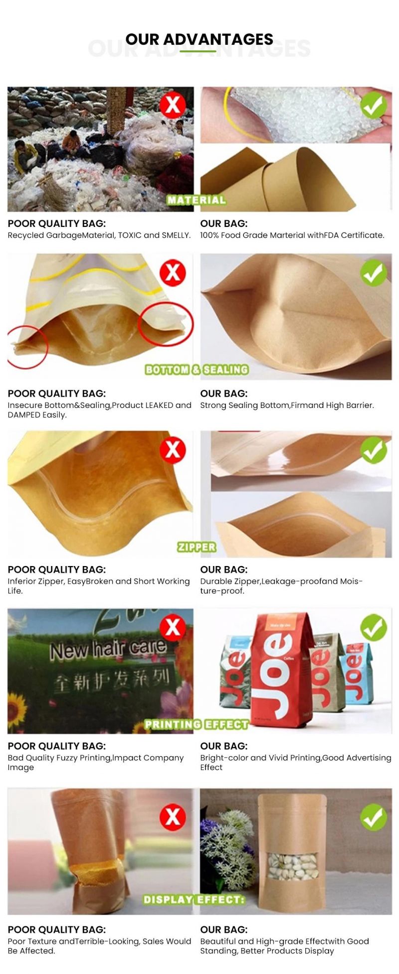 ZB Packaging Plastic Ziplock Kraft Paper Bag for Food Packaging