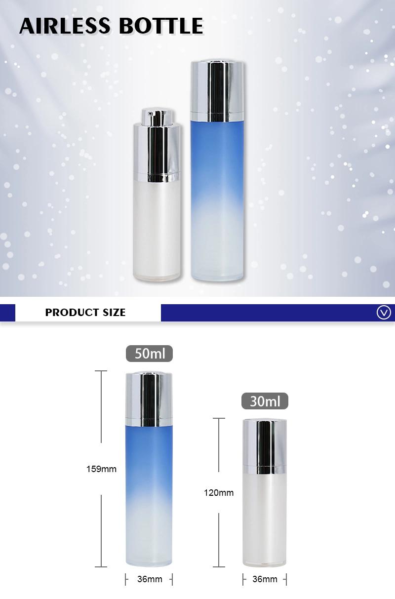 OEM 15ml 30ml Acrylic Transparent Blue Airless Pump Bottle