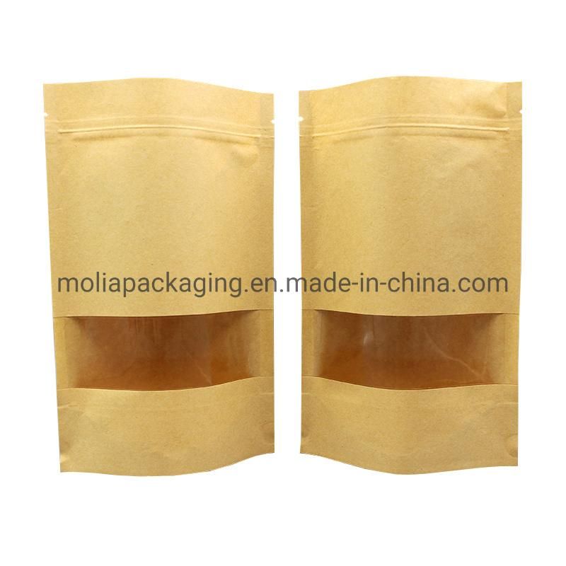 Kraft Paper with Window Stand up Smell Proof Mylar Bag