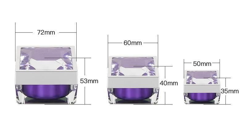 15g 30g 50g Beautiful Unique Elegant Empty Plastic Purple Jar for Skin Care Product