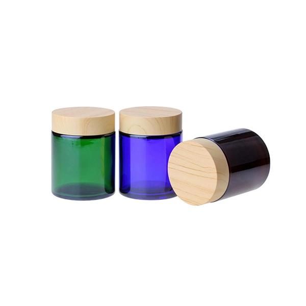 50g Glass Cosmetic Packaging Sets Clear Frosted 50g Cosmetic Jar Packaging with Bamboo Pattern Lid