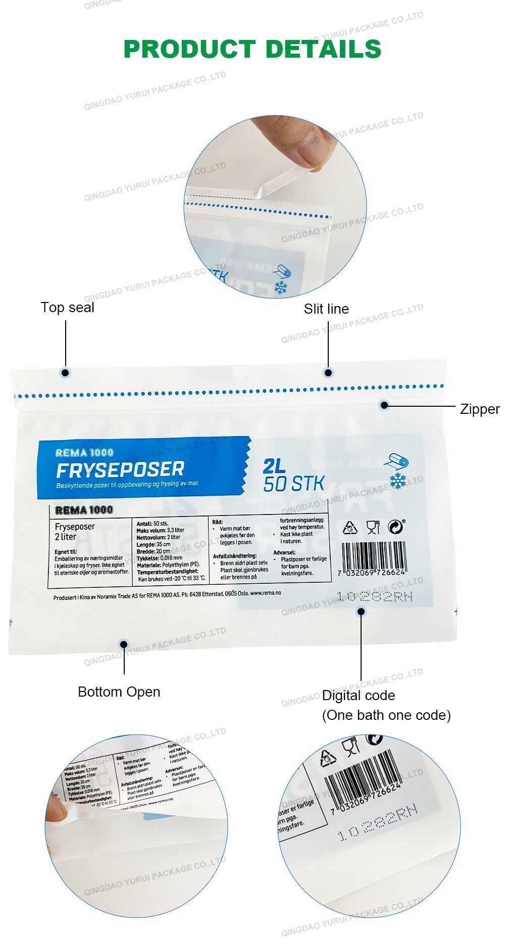 Food Packaging Storage Poly Bags with Double Tracking