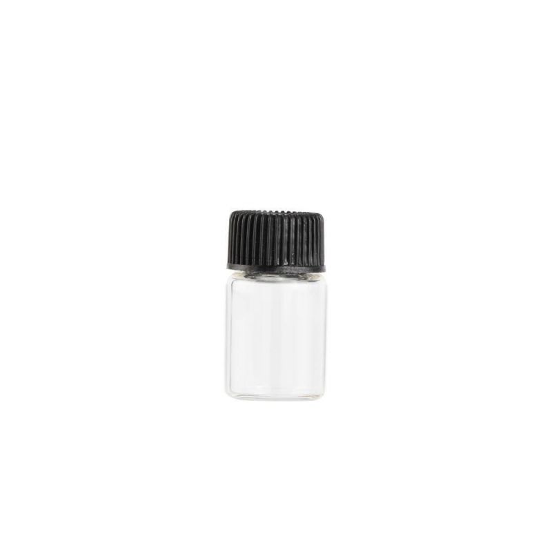 Rofessional Custom Made High Quality Clear Glass Sample Tube Screw Vial Bottle with Black Plastic Lids