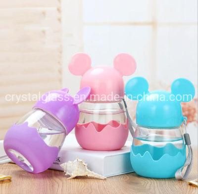 300ml Lovely Portable Water Glass Bottle with Mickey Cap