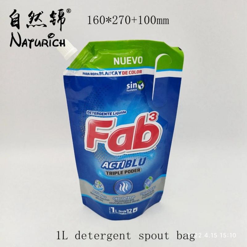 1L Laundry Detergent Packaging Bag Liquid Spout Bag Mylar Pouches