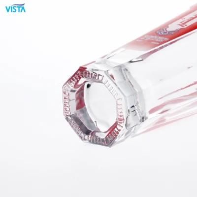 750ml Vodka Bottle High Flint Glass Bottle with Silkscreen with Cork Cap