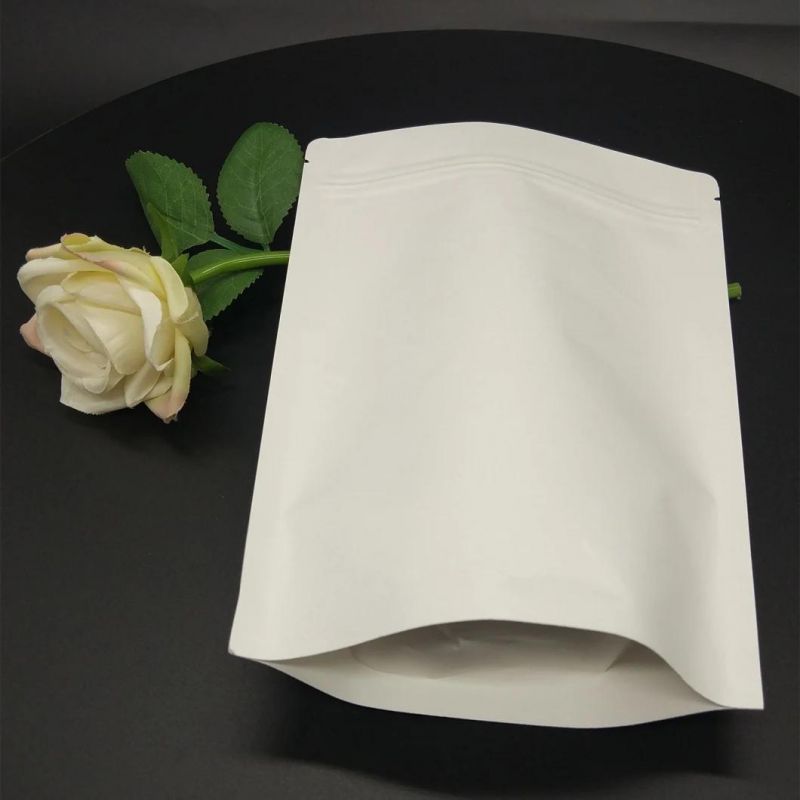 Reusable White Kraft Paper Stand up Zipper Bag with Window