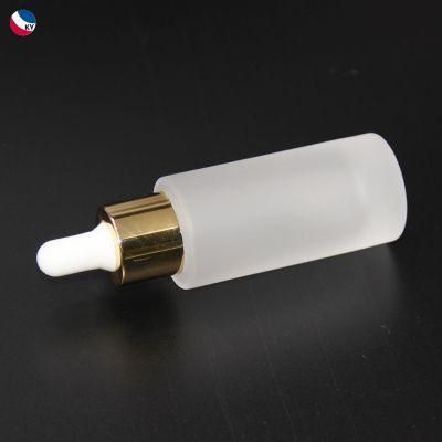 30ml Frosted Transparent Glass Bottle with Gold Color Aluminium Dropper