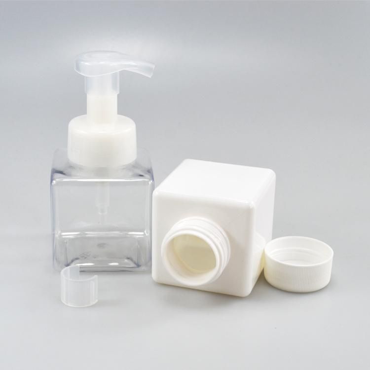 Wholesale 250ml Pet Transparent Flat Bottle Shampoo Shower Lotion Pump Square Plastic Bottle