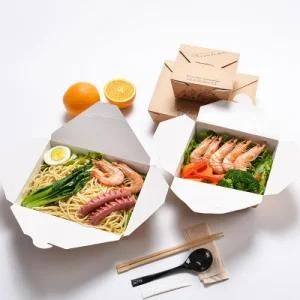 Custom Chinese Disposable Kraft Paper Take Away Food Box Fast Food Packaging Lunch Box