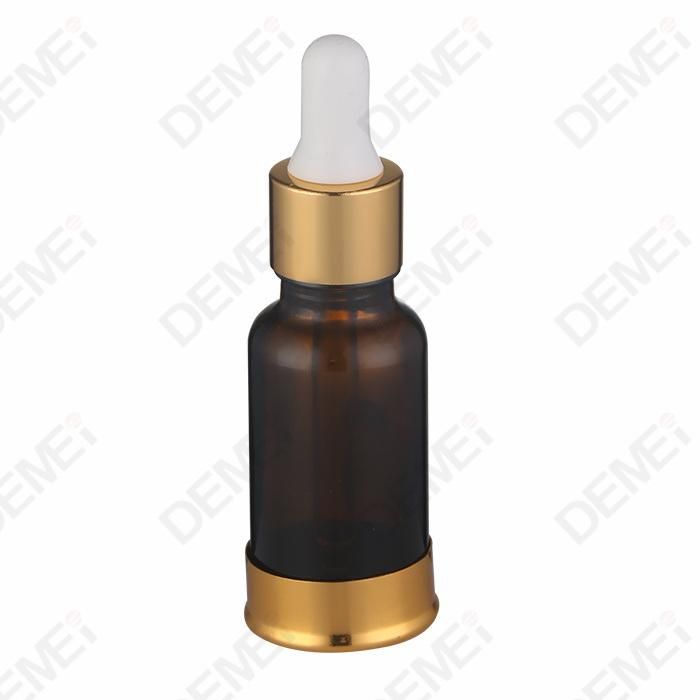 5ml 10ml 15ml 20ml 30ml Cosmetic Packaging Boston Round Shoulder Aluminum Bottom Glass Dropper Bottles with 18mm Ruber Pipette Dropper Cap