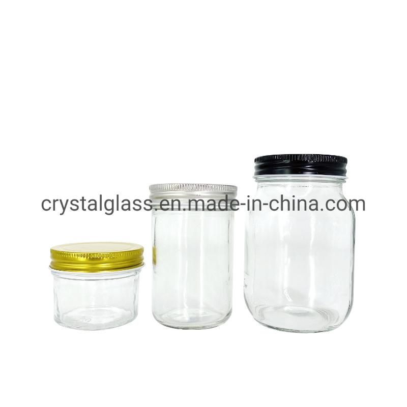 Food Packing Glass Mason Jar with Two Parts Cap/Fission Cap