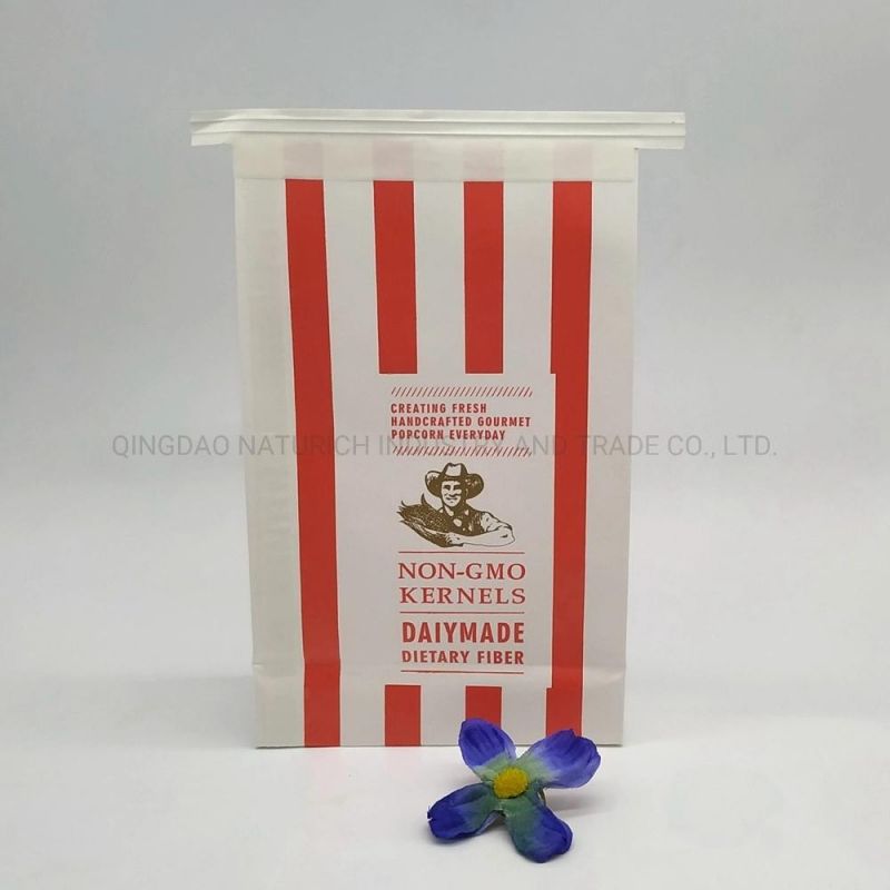 Kraft Paper Popcorn Bag Eco-Friendly Paper Bag with Window and Tin