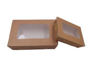 Disposable Food Packaging Lunch Box Container Take Away Kraft Paper Food Box with Window for Food