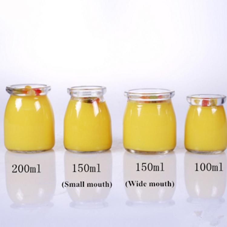 Glass Pudding Bottle with PE Lids for Jelly Packing Yoghurt Glass Jar 100ml