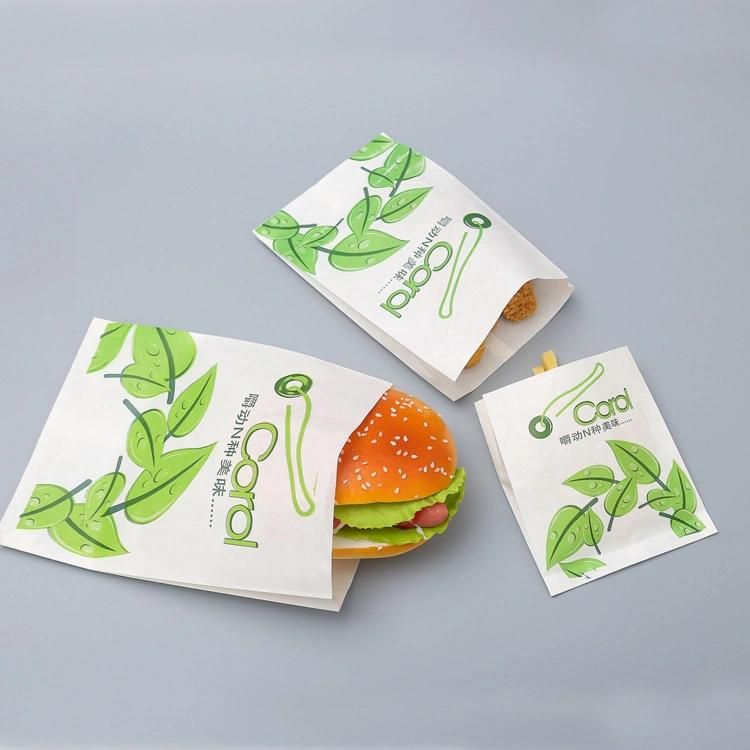 Custom Printing Bread Hamburger Food Delivery Fast Restaurant Packaging Bag