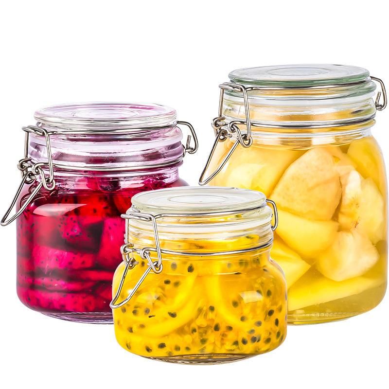 Clear Food Storage Jar with Clip Top Glass Jar