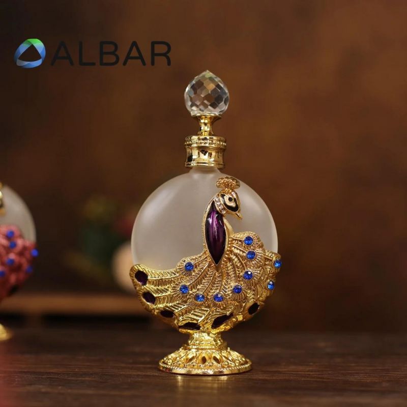 Colorful Peacock Style Attar Oud Glass Bottles for Malaysia MID East Mullins Perfume