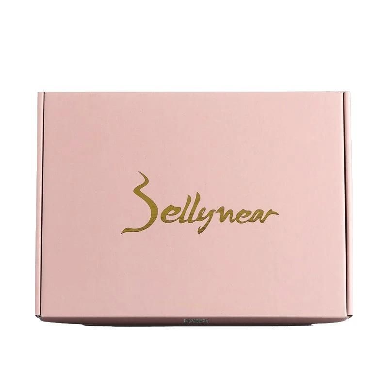 Wholesale Custom Logo Gold Hot Foil Stamping Pink Printing Paper Courrugated Packaging Box