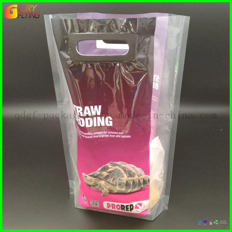 Pets Food Packaging Plastic Bag with White Hard Handle