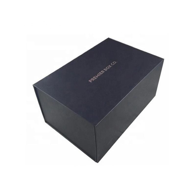 Hot Fancy Magnet Box Carton Black Rigid Flat Luxury Magnetic Folding Storage Paper Gift Box with Ribbon