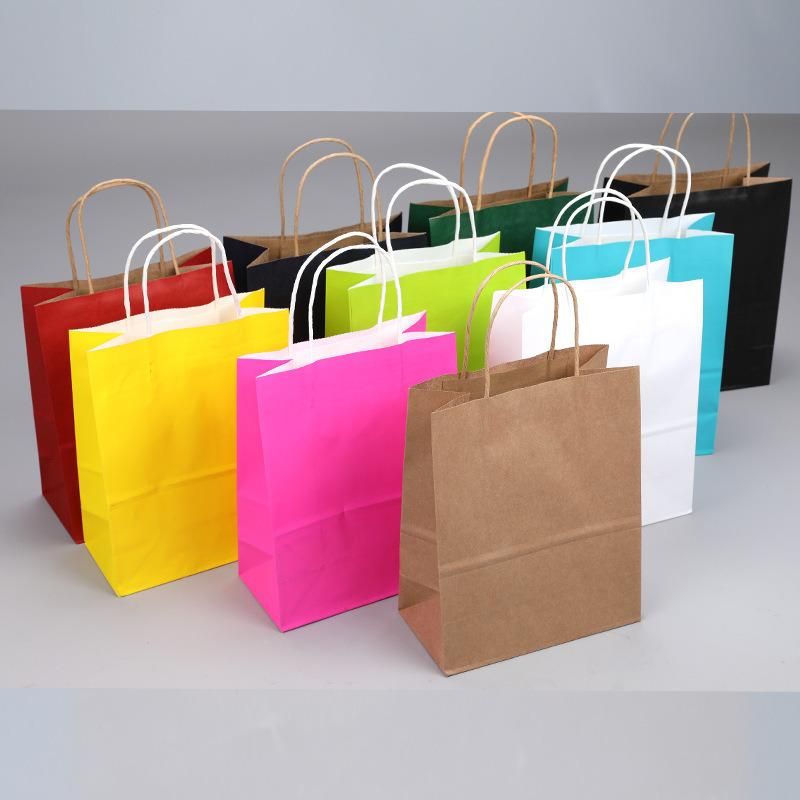 Custom Takeaway Packaging Bag Kraft Paper Bag with Handle for Shopping