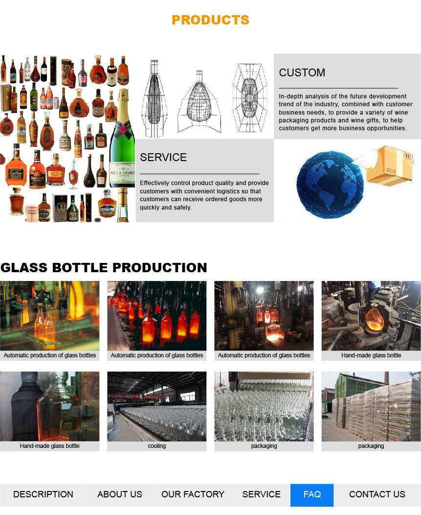 Wholesale Clear Color High Round Whisky 750ml Glass Bottle