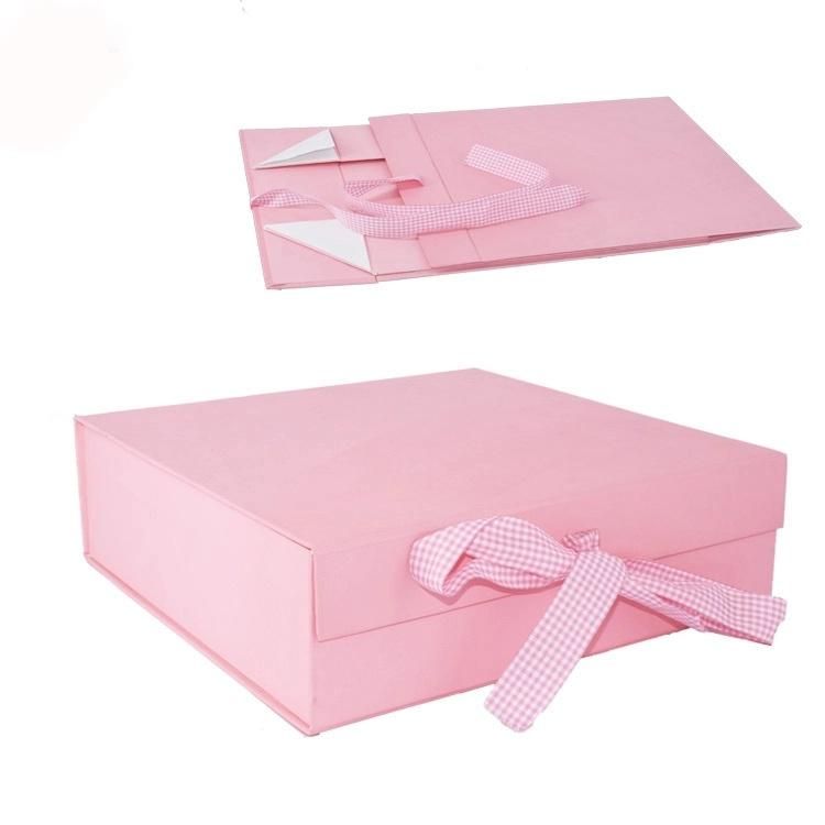 Fancy Custom Folding Paper Box with Ribbon