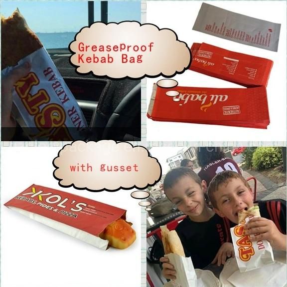 Kebab Bag Foil Lined Printed Front and Back Packaging Kraft Bag